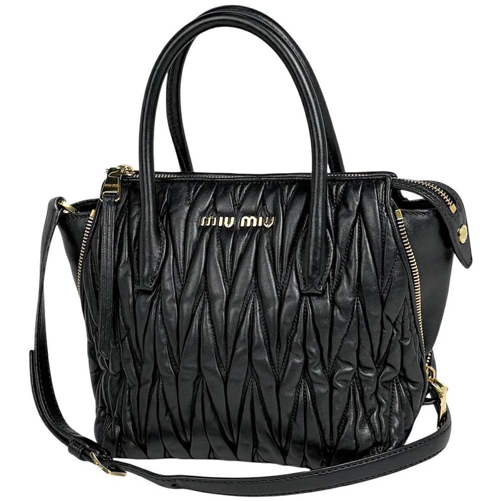 Miu Miu Matelasse Handbag Leather Black